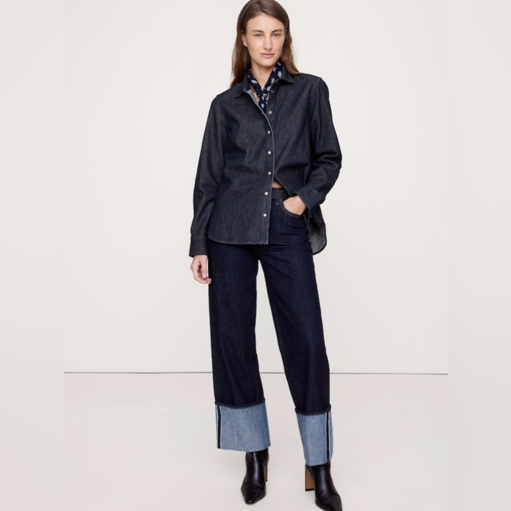 NWT-Banana Republic The Everyday Denim Shirt, Large - Picture 3 of 7